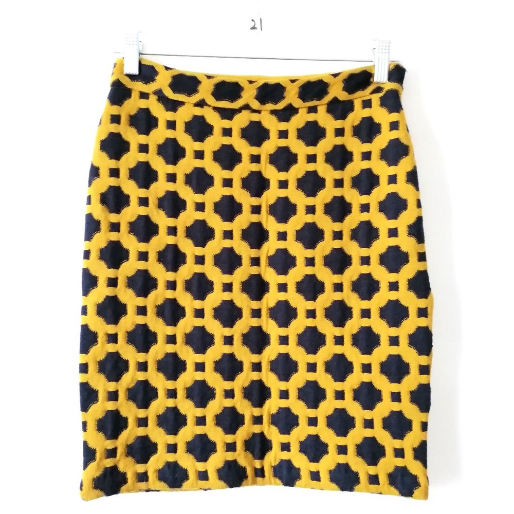 Charlie & Robin Womens Yellow Size Zip Geometric A-Line Short Skirt Size 0